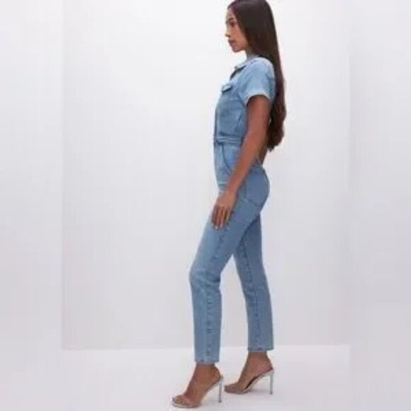 Women's Good American Fit For Success Jumpsuit Denim Jean Light Blue Size M - Picture 11 of 15